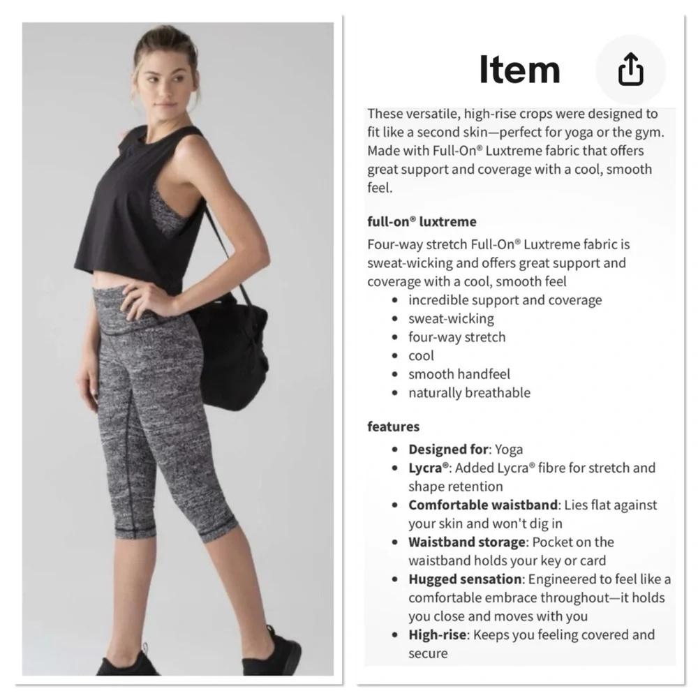 Lululemon 4 Wunder Under 1/2 Tight